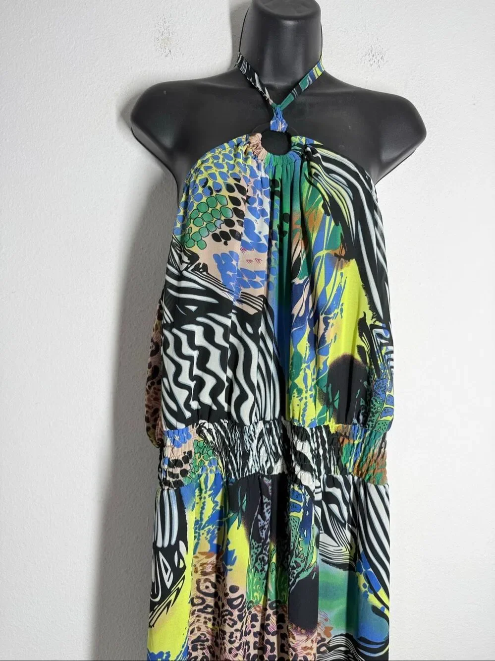 Authentic Brand Multicolor Halter Jumpsuit Wide Leg Animal Print Size 2X Lined